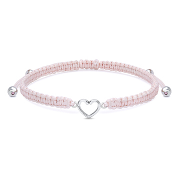 Cute Silver Heart with Knitting Rope Bracelet BR-1502